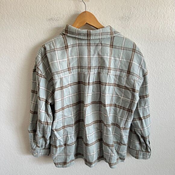 MADEWELL Flannel Frosted Sage Long Sleeve Boxy Shirt Womens Medium - Picture 3 of 7